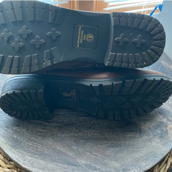 Women’s UNR8ED brown side zip up short boots size 7.5 buckle casual chunky - Picture 4 of 8